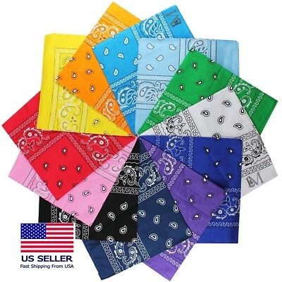ЛОТ ИЗ 3–25 ЦВЕТОВ 100 % ХЛОПОК ДИЗАЙН БАНДАНА PASLEY 22 X 22, 2 БОКОВЫХ ПРИНТА - Изображение 1 из 4