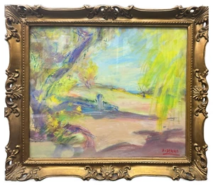 Tableau Gouache - Antoine SERRA 1908-1995 - Devant le mas - Les Alpilles - Imagen 1 de 2