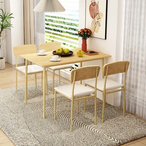 Dining Table Set 4 Chairs 5 Piece Kitchen Living Sitting Room Upholstered Seats - Picture 1 of 11