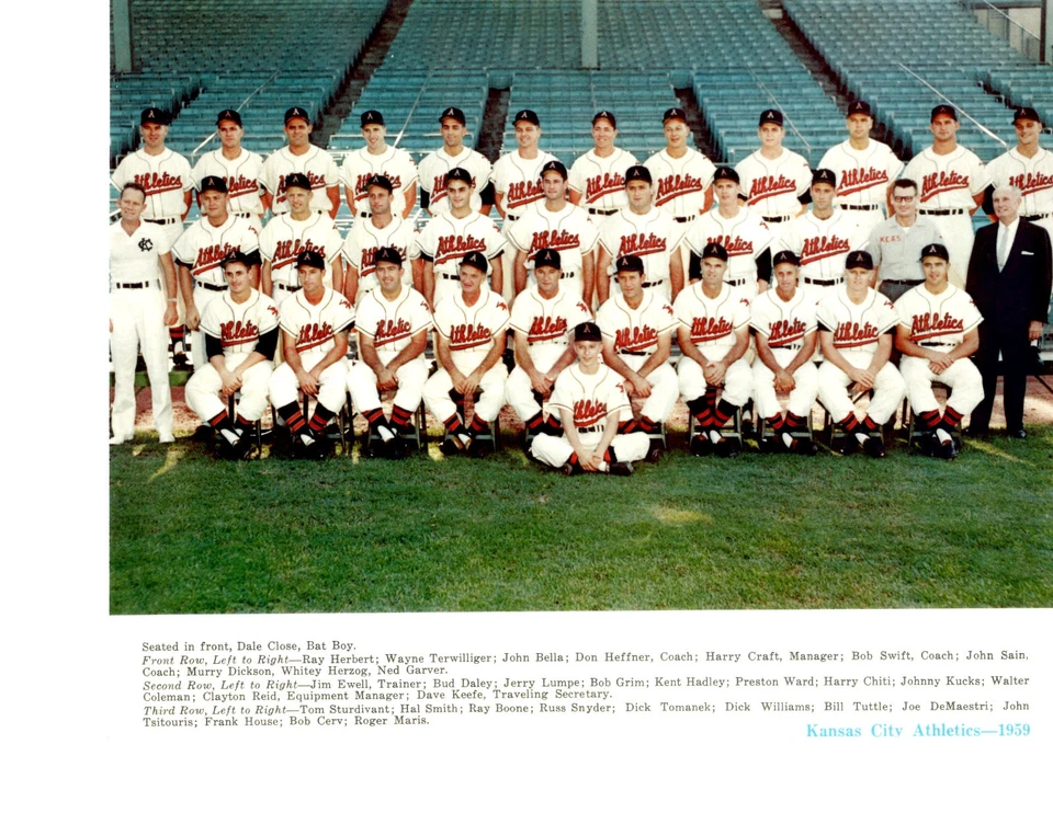 1959 KANSAS CITY ATHLETICS  A'S 8X10  TEAM PHOTO  BASEBALL MARIS CERV BOONE - Image 1 of 1