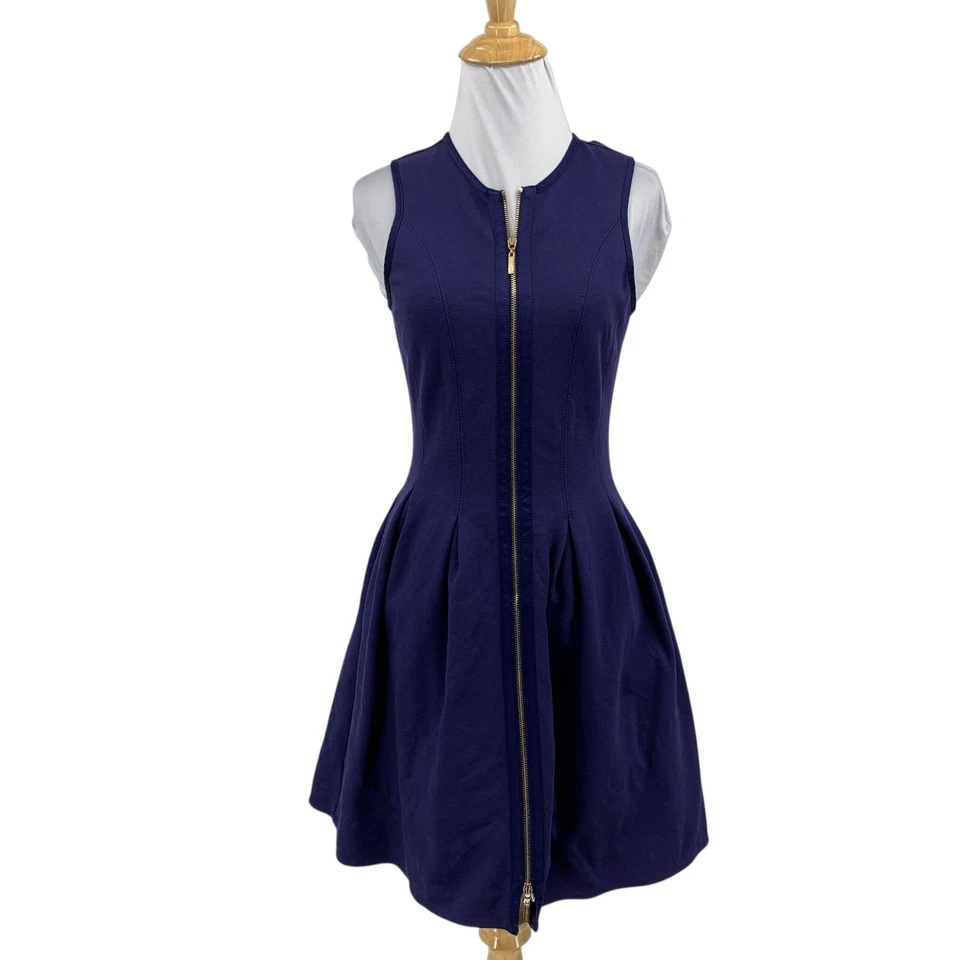 Marciano Dress Womens 4 Nautical Fit Flare Ponte Knit Full Zip Front Skater Mini - Image 1 of 4