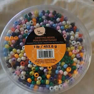Michaels Bead Landing 1lbs PONY BEADS Multicolor Kids Crafting Beads 6mm x 9mm
