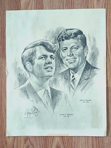 Impresión de bocetos vintage de Robert Kennedy y John Kennedy RFK JFK - Imagen 1 de 9