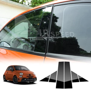 A Set B Pillars Sticker For Fiat 500 2008-2023 Abarth 595 2015-2023 Glossy Black - Picture 1 of 9
