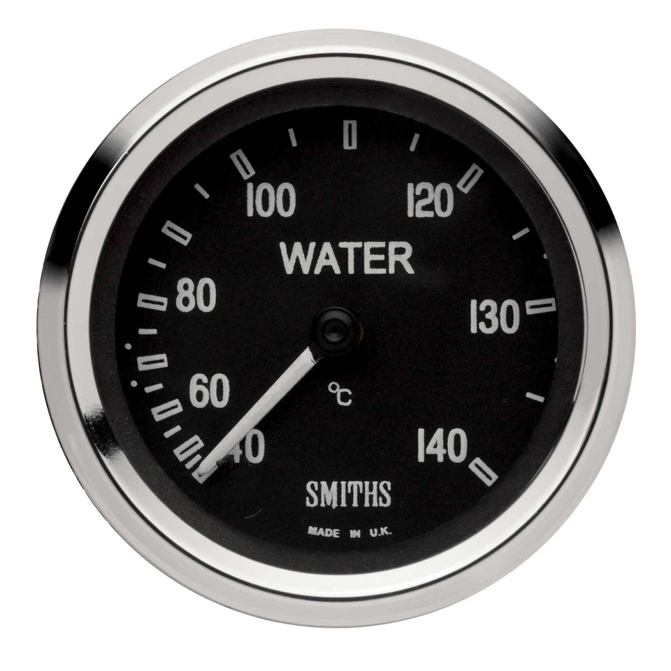 Smiths Cobra Black Dial Face/Chrome Bezel Mechanical Water Temperature Gauge - Image 1 of 1