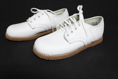 AMILIO CHRIS WHITE LEATHER SADDLE SHOES / OXFORDS LACE UP KIDS SIZE 11 or 12 - Image 1 of 4