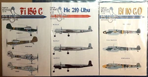 1/48 EAGLECALS Fi 156C EC#112+He 219 Uhu EC#147+Bf110 C/D EC#117 EAGLE EDITIONS - Picture 1 of 2