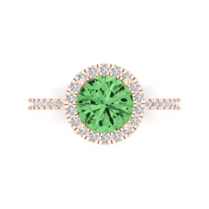 14K Rose Gold Vintage Engagement Ring for Women, 1.8 ctw Simulated Green Diamond - Picture 1 of 11
