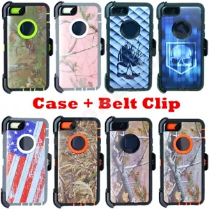 For iPhone 6S Plus 6 Plus Camo Heavy Duty Case Cover with Belt Clip & Screen - Picture 1 of 24