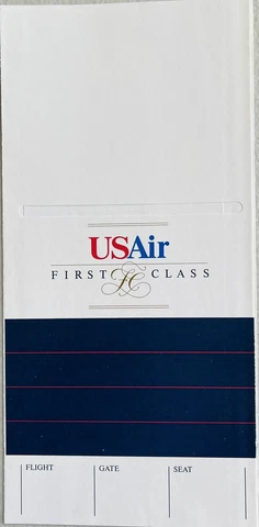 USAir Airlines Ticket Jacket -  First Class with Red Pinstripe Cover