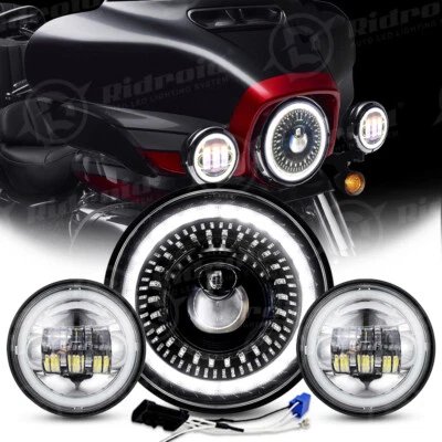 Faros LED y luces de paso de arranque Halo de 7" para Harley-Davidson Road King Foto 1 de 4