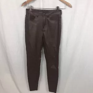Free People Women's Vegan Faux Leather High Rise Long & Lean Pant Brown Size 26 - Picture 1 of 6