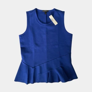 J. Crew Structured Flutter Hem Stretch Top Blue Size S NWT Preppy - Picture 1 of 5