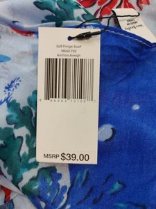 Vera Bradley SOFT FRINGE SCARF in ANCHORS AWEIGH, Sea Life, Lightweight NWT - Picture 1 of 13