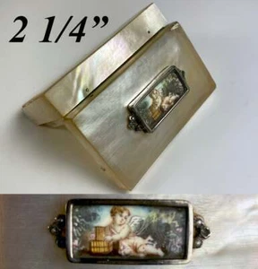 Antique 18th Century Patch Box, Mother of Pearl, 12k Gold, Portrait Miniature - Picture 1 of 12