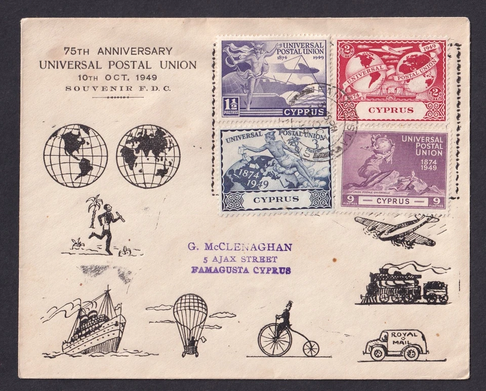 Cyprus 1949 The Universal Postal Union FDC - Image 1 of 1