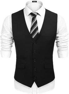 COOFANDY Mens Suit Vest Formal Dress Vest Slim Fit Buesiness Wedding Waistcoat - Picture 1 of 16