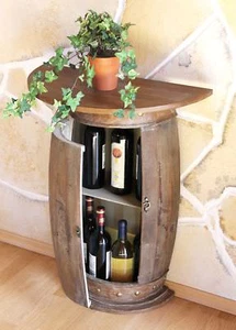 Wandtisch Halbrund Tisch Weinfass 0373-R Braun Weinregal Fass 73cm Beistelltisch - Bild 1 von 10