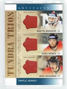 14-15 UD Artifacts Trios  Martin Brodeur--Shea Weber--Mike Richards  Jerseys