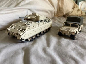 Desert Storm Memorial-Built Tamiya 1/35 Bradley AFV + Humvee Cargo Transport - Picture 1 of 16