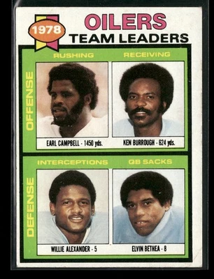 1979 Topps #301 Earl Campbell / Ken Burrough / Elvin Bethea Houston Oilers - Image 1 of 2