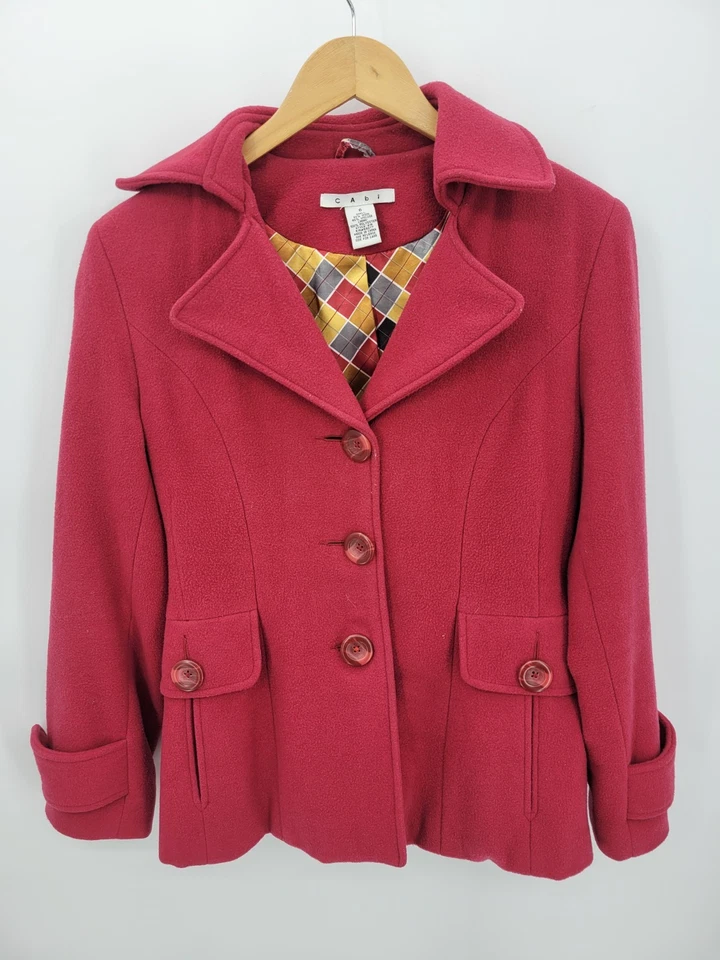 Abrigo CAbi Mujer 6 Mezcla de Lana Forrado Chaquetón Chaqueta Arándano Rojo Femenino Foto 1 de 4