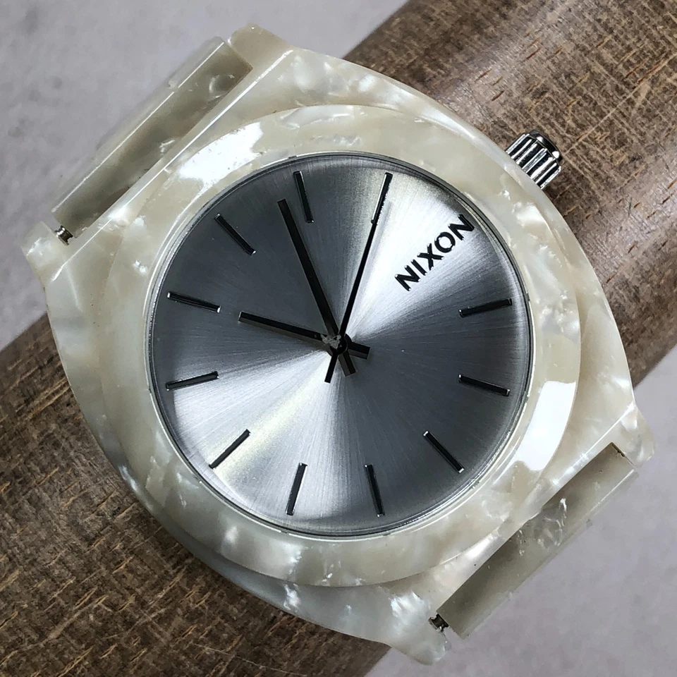Nixon Time Teller Acetate Women Dress White Ceramic Bracelet Quartz Watch 6" - Image 1 of 4