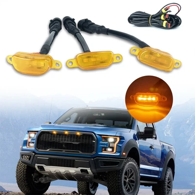 Luces LED amarillas de la parrilla delantera estilo Raptor para Ford F-150 F150 2015-2017 3 piezas Foto 1 de 4