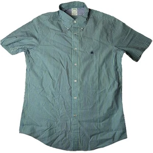 Camisa Brooks Brothers Milano Para Hombres L Verde Azul Rayas Manga - Imagen 1 de 7