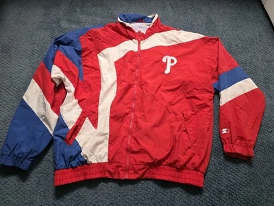 Philadelphia Phillies Jacket Vintage 90’s Starter Coat Rain Windbreaker Men’s XL - Image 1 of 4