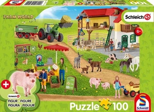 SCHMIDT, Puzzle 100 Teile SHCLEICH Bauernhof und Laden mit Figur., , SCM56404 - Bild 1 von 3