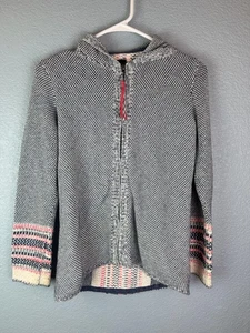 Suéter Nic+Zoe Para Mujer XS Azul Con Capucha Cremallera Tejido Mezcla de Algodón Estampado Boho - Imagen 1 de 10