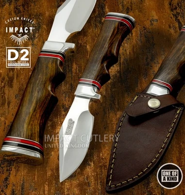 Model # 5677 Impact Cutlery Custom Clip Point Hunting Knife Burl Wood | D2 - Image 1 of 4