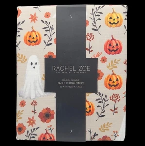 Rachel Zoe Autumn Floral Pumpkin Ghost Halloween Tablecloth 60x84in Oblong - Picture 1 of 12