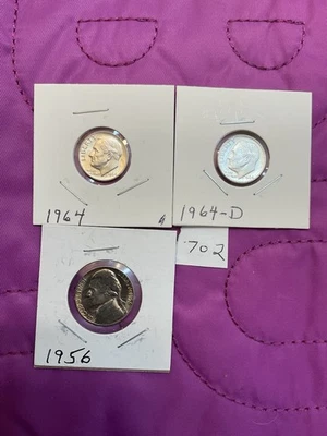 1964/1964-D GEM BU Rosvlt. Dimes 90% Silver And Ch BU 1956 Jefferson .05 Lot 702 - Image 1 of 4