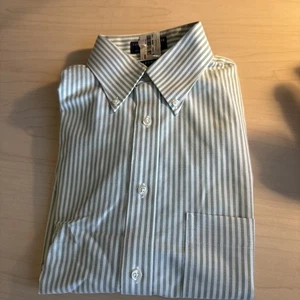 Stafford Essentials Mens 15 32/33 Striped Cotton Blend Oxford Shirt Long Sleeves - Picture 1 of 9
