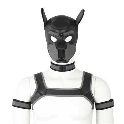 Puppy Play Dog Hood Mask Constraint Restraint Chest Harness Strap Slave Pup Role - Image 1 of 4