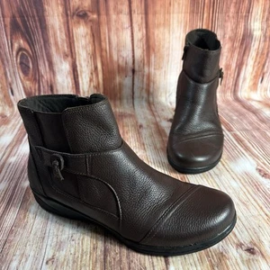 Clarks CHEYN WORK Womens Size 9 Brown Leather Zip Up Ankle Boots Shoes - Picture 1 of 10
