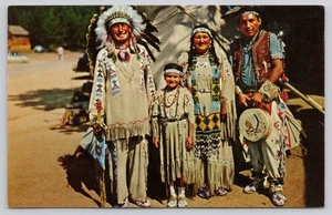 Häuptling läuft Pferd und Familie Indianer Postkarte - Bild 1 von 2