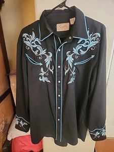 SCULLY MEN'S WESTERN PEARL SNAP BLACK FLORAL SHIRT..MEDIUM - Bild 1 von 5