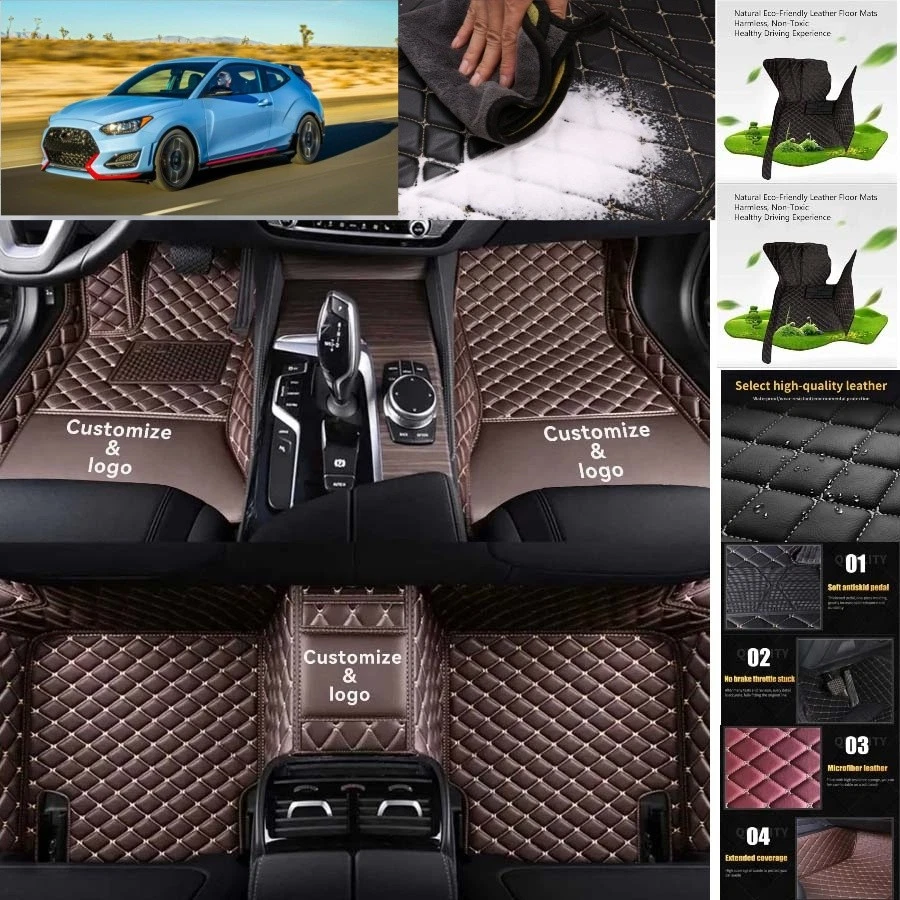 For Hyundai Veloster Car Floor Mats Auto Carpets All Weather Waterproof Foto 1 de 4