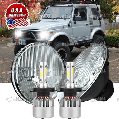 Par de faros redondos LED de 7 pulgadas para Suzuki Samurai SJ410 1986-1995 haz alto/bajo Foto 1 de 4