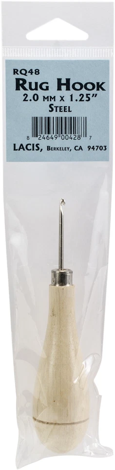 Lacis Primitive Rug Hook W/Wood Handle-Steel 2mmx1.25" - Image 1 of 1