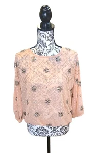 NWT Anthropologie Amina Beaded Blouse Size 4 In Petal Pink MSRP $158 - Picture 1 of 15