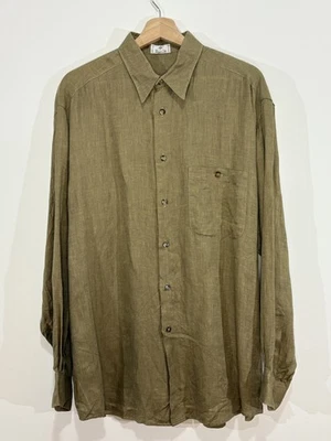 Camisa abotonada manga larga tabaco 100 % lino talla grande Italia Zanella para hombre Foto 1 de 4