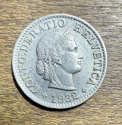 Switzerland 1932 B 5 Rappen Libertas;nickel KM#26b - Image 1 of 3