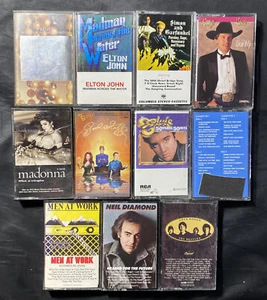 11 Cassette Tape Lot The Beatles Madonna Prince Elton John Elvis Men At Work - Picture 1 of 12