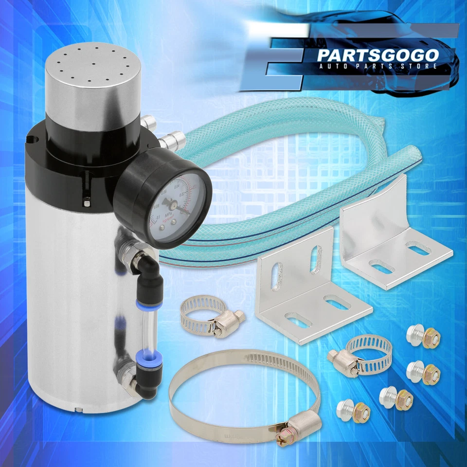 For Honda Oil Catch Reservoir Capacity Overflow Tank Breathe Gauge Silver - Imagem 1 de 4