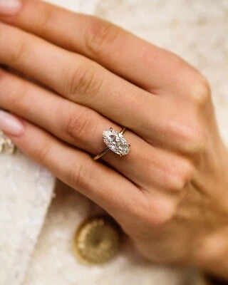 3.21 Carat Old Mine Moval Cut Moissanite Solitaire Ring, Engagement Ring For Her - Image 1 of 4