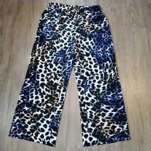 Calvin Klein Stoffhose Gr.M Damen blau schwarz weiß leopard Muster - Bild 1 von 2